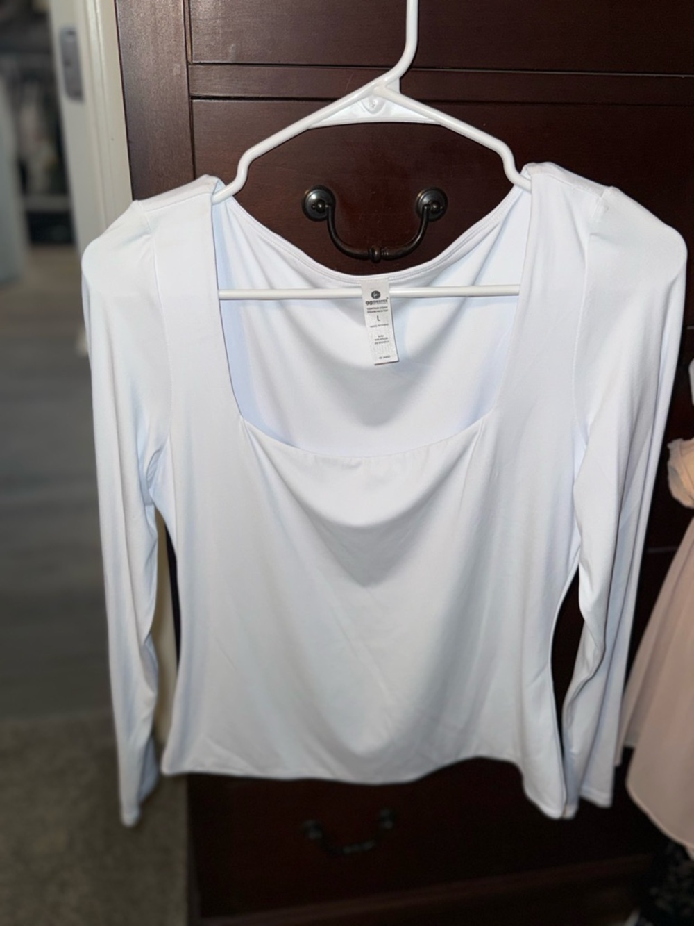 Square Neck Long Sleeve Bodysuit - White